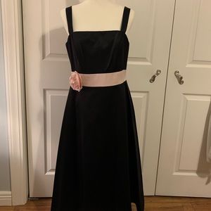 Black and Light Pink Satin A-line Cocktail Dress